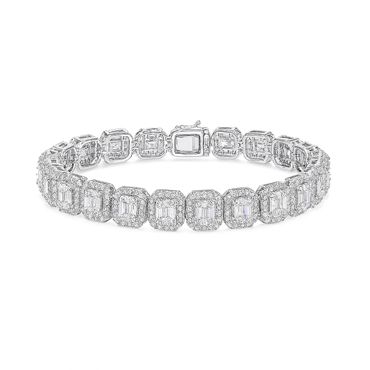 Baguette Moissanite Tennis Bracelet in 925 Sterling Silver