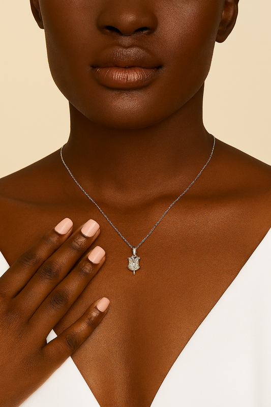 Sculpted Rose Moissanite Pendant Necklace in 925 Sterling Silver