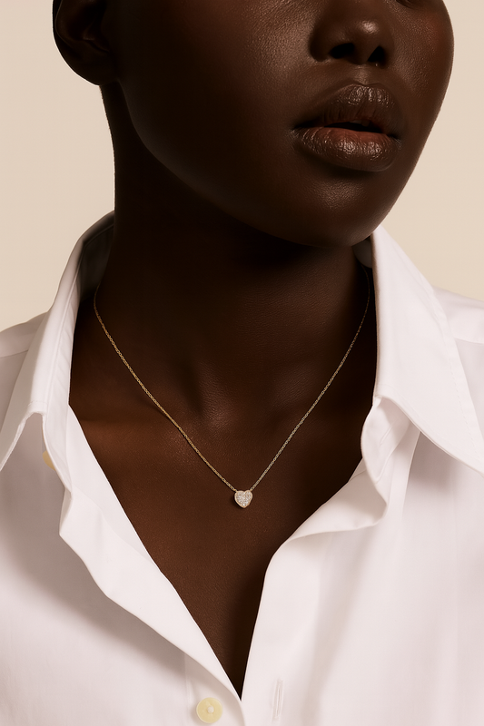 Solitaire Heart Cut Moissanite Necklace in 925 Sterling Silver