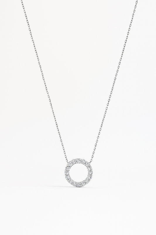 3MM Pave Eternity Moissanite Necklace in 925 Sterling Silver