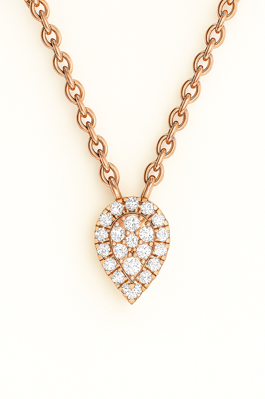 Velar Pear Shape Diamond Pendant Necklace in 18K Gold