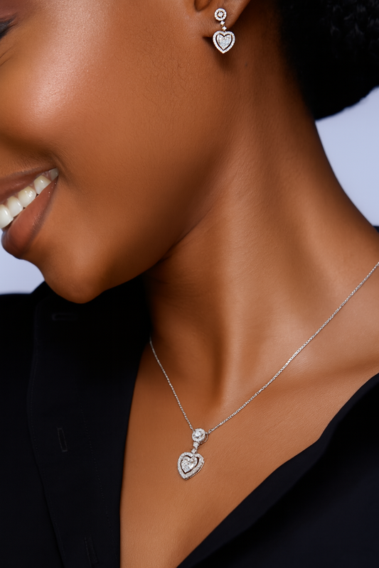 Drop Heart Moissanite Necklace in 925 Sterling Silver