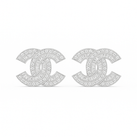 Interlocked C Diamond Mini Studs in 18K Gold