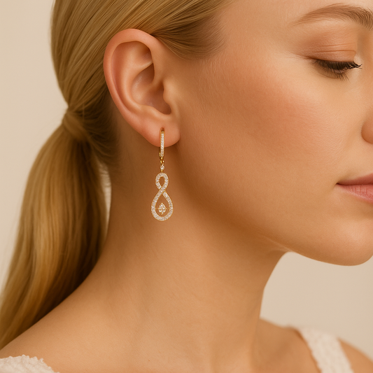 3D Pave Twinkle Infinie Drop Earrings in 18K Gold