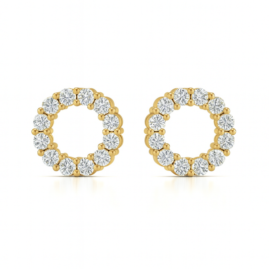 3MM Pave Eternity Diamond Earrings in 18K Gold