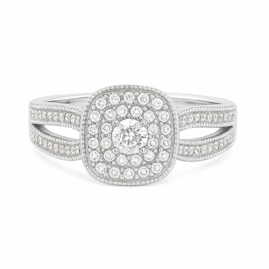 Diamond ring with a white background