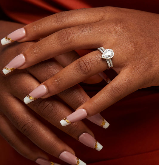 Classic Pear Cut CZ Bride Set in 925 Sterling Silver