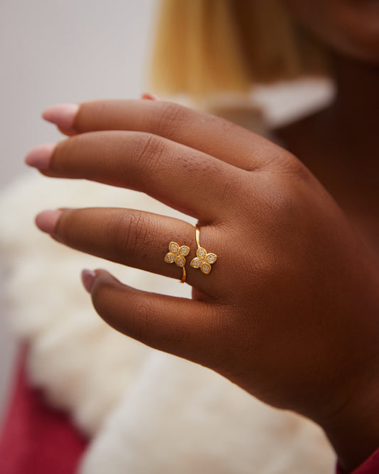 Nora Cuff Natural Diamond Ring in 18K Gold