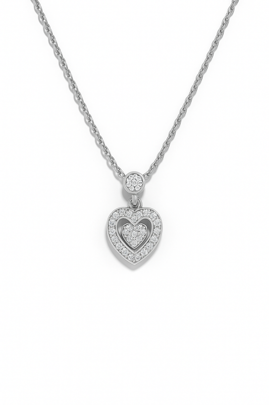 Drop Heart Moissanite Necklace in 925 Sterling Silver
