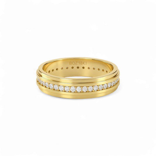 Emma Natural Diamond Ring in 18KT gold with hand-set natural diamonds in a polished band