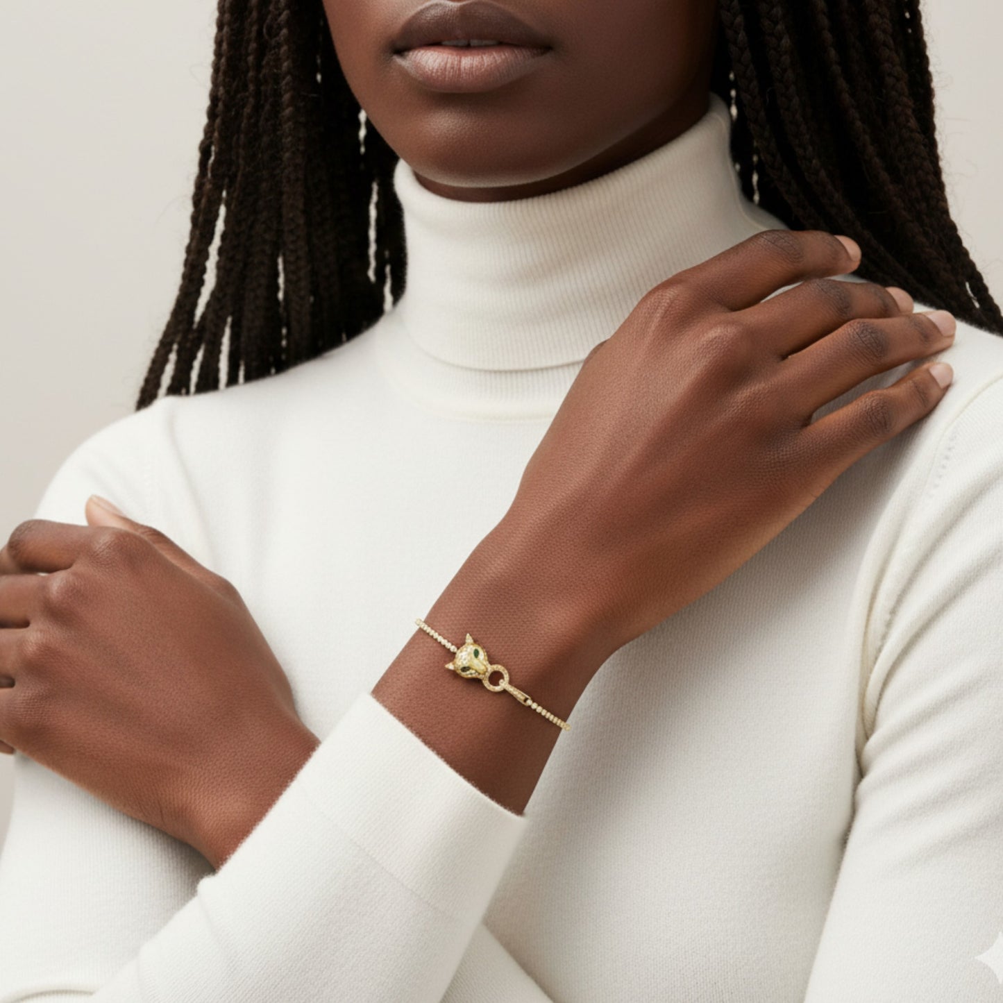 Eternal Panther Head Diamond Bracelet in 18KT Gold