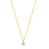 A minimalist 18K gold necklace featuring a natural diamond pendant.
