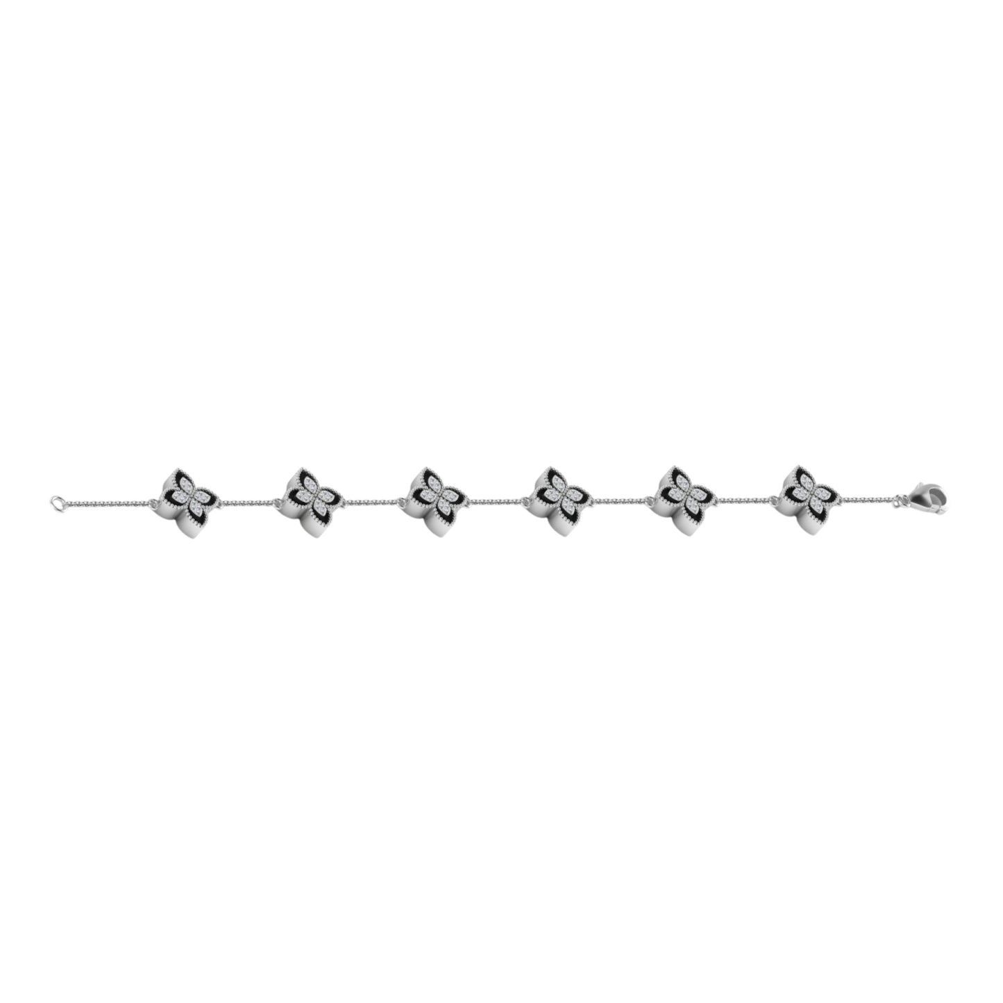6 Clover Dual Diamond Bracelet in 18K Gold