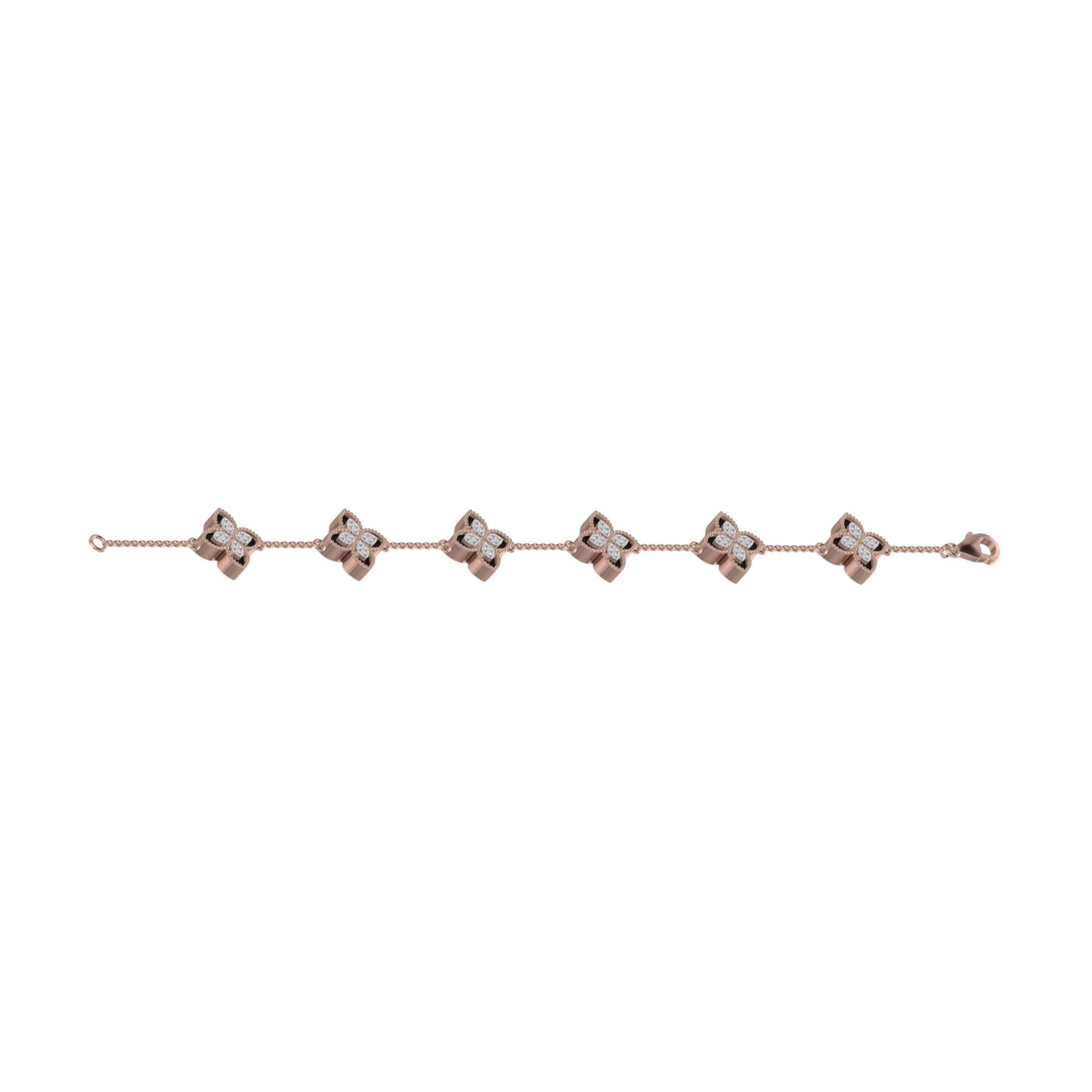 6 Clover Dual Diamond Bracelet in 18K Gold