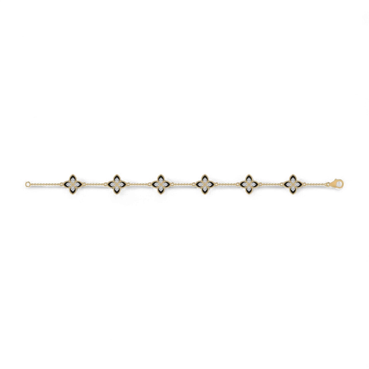 6 Clover Dual Diamond Bracelet in 18K Gold