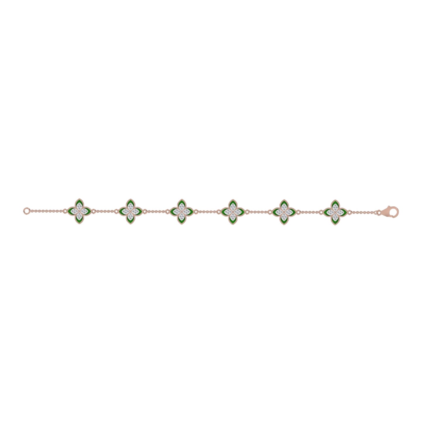 6 Clover Dual Diamond Bracelet in 18K Gold