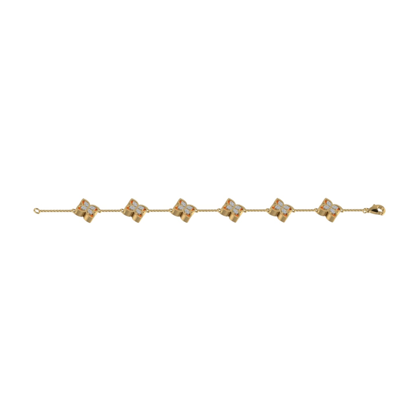 6 Clover Dual Diamond Bracelet in 18K Gold