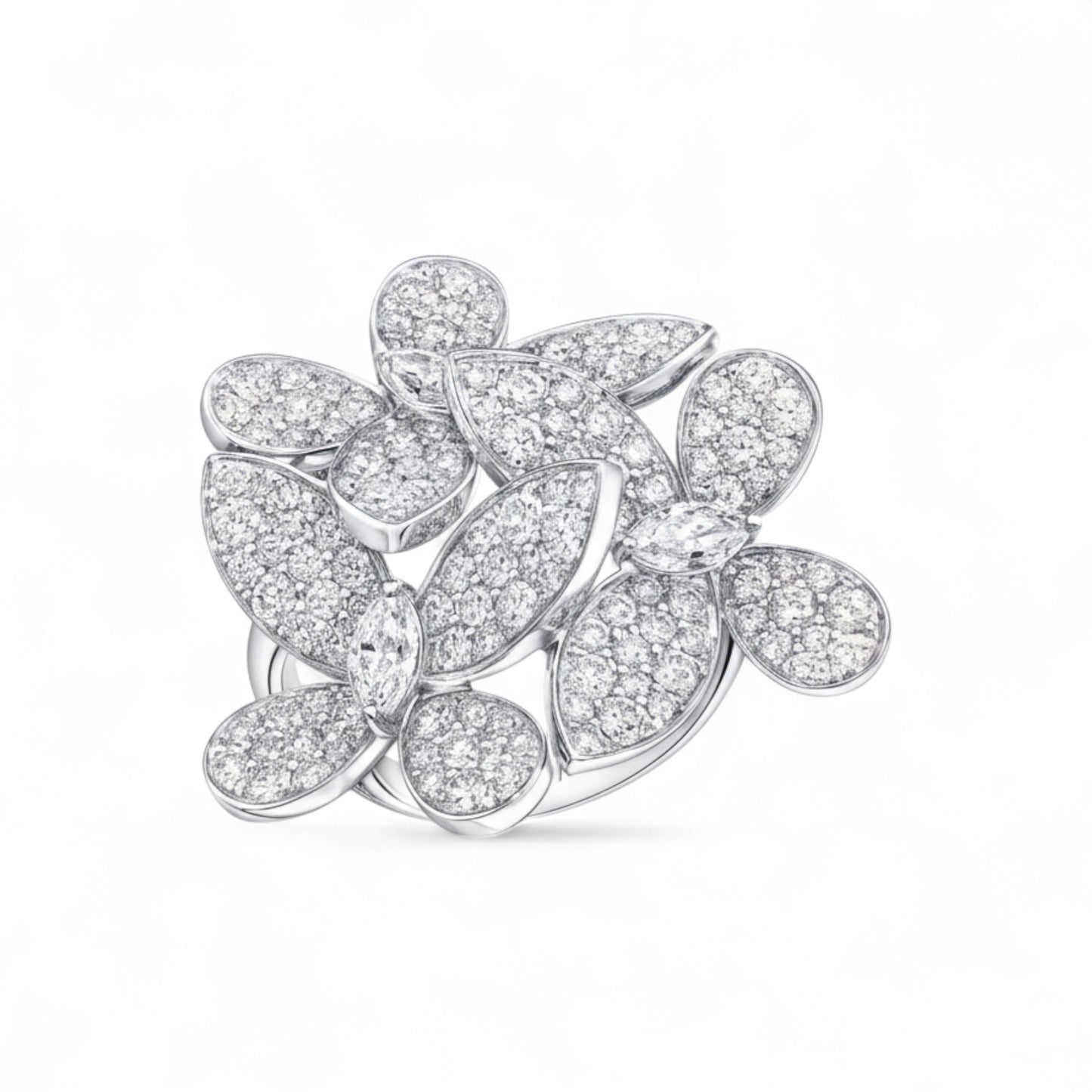 Flower Pave Diamond Cluster Earrings in 18K Gold