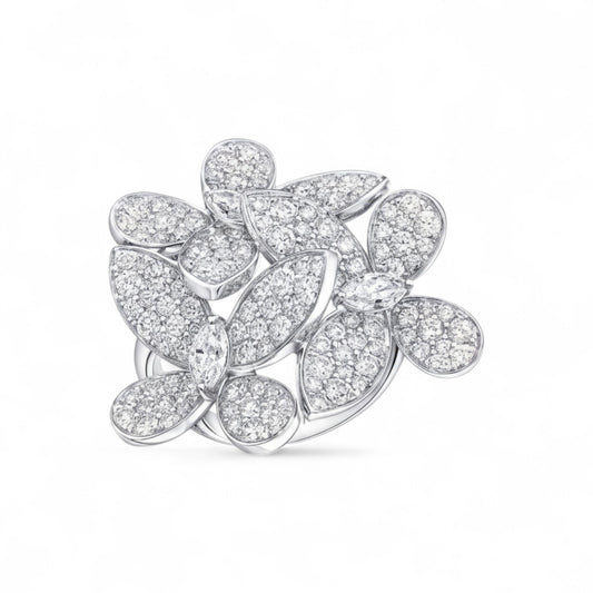 Flower Pave Diamond Cluster Earrings in 18K Gold