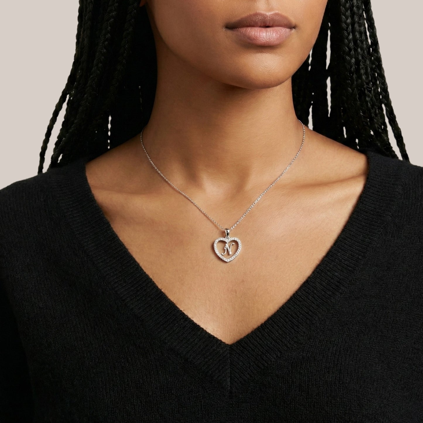 Initial In Love Shape Natural Diamond Pendent in 18KT Gold