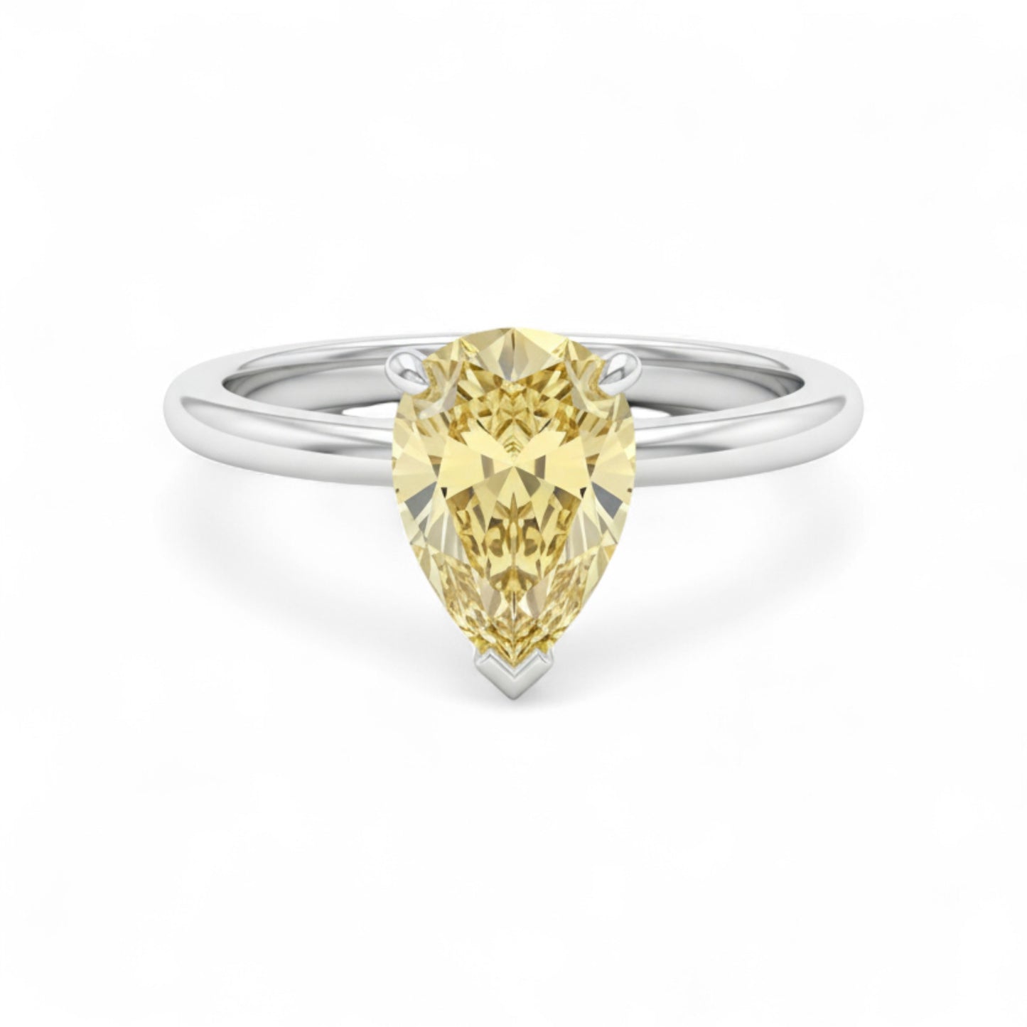 Beth Pear Cut Moissanite Gemstone and Natural Diamond Ring in 18K Gold