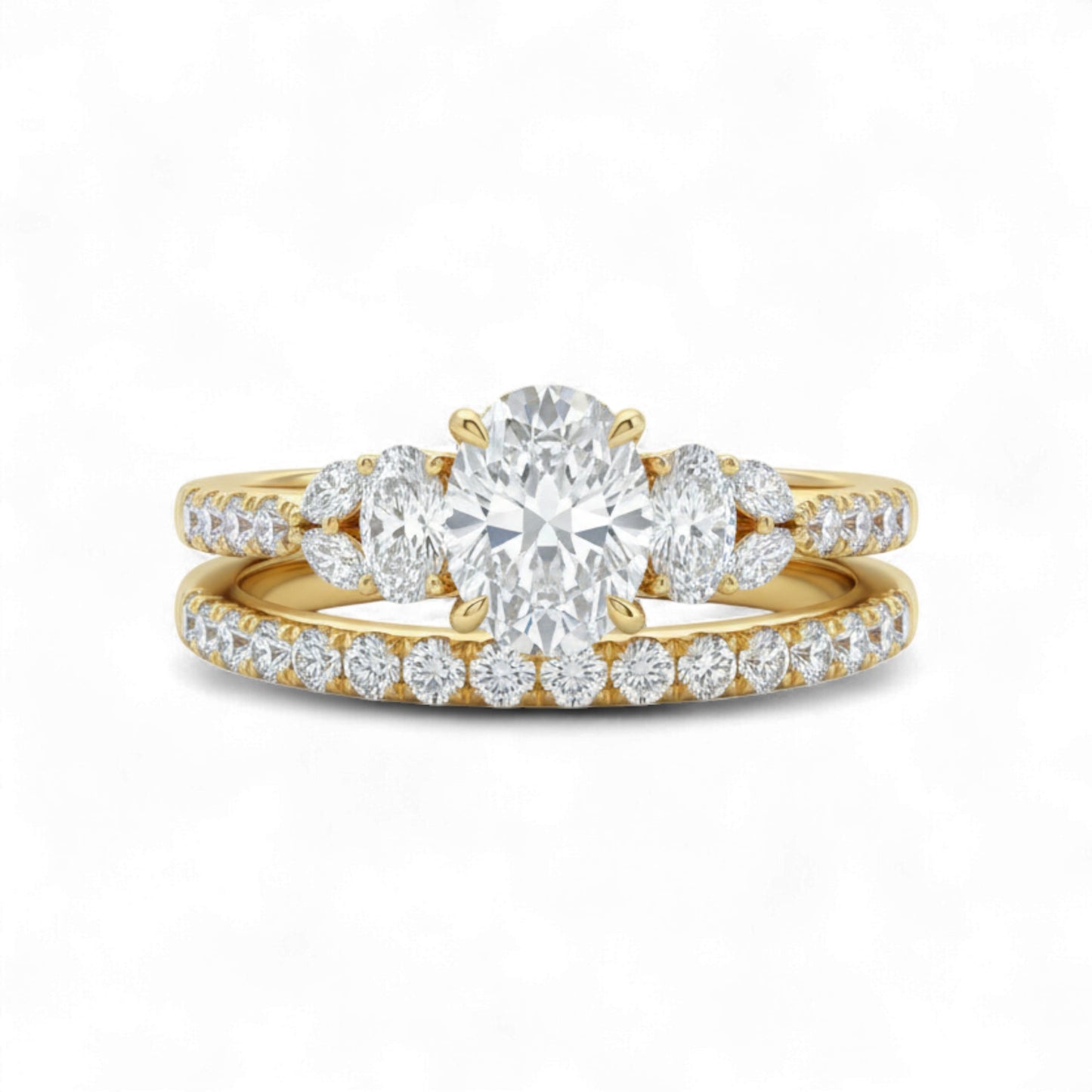 Mai Moissanite Bride Set in 18K Gold