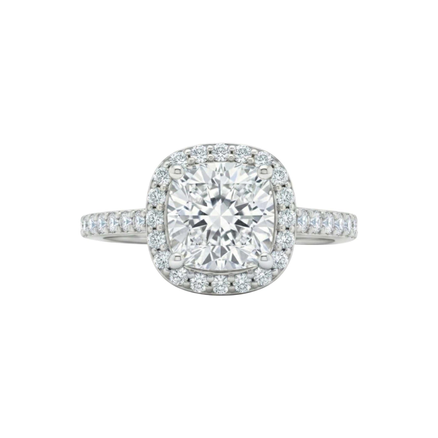 Classic Halo Cushion Cut CZ Engagement Ring in 925 sterling silver with cushion-cut cubic zirconia and halo accents