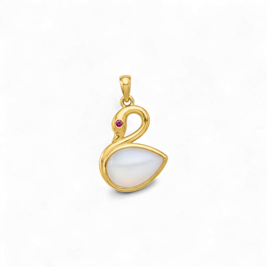 Swan Head Pearl Pendant in 18KT Gold