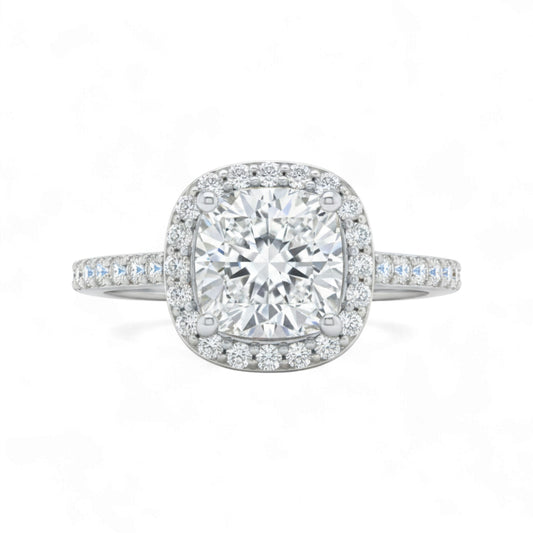 Classic Cushion Cut Moissanite Engagement Ring in 925 Sterling Silver