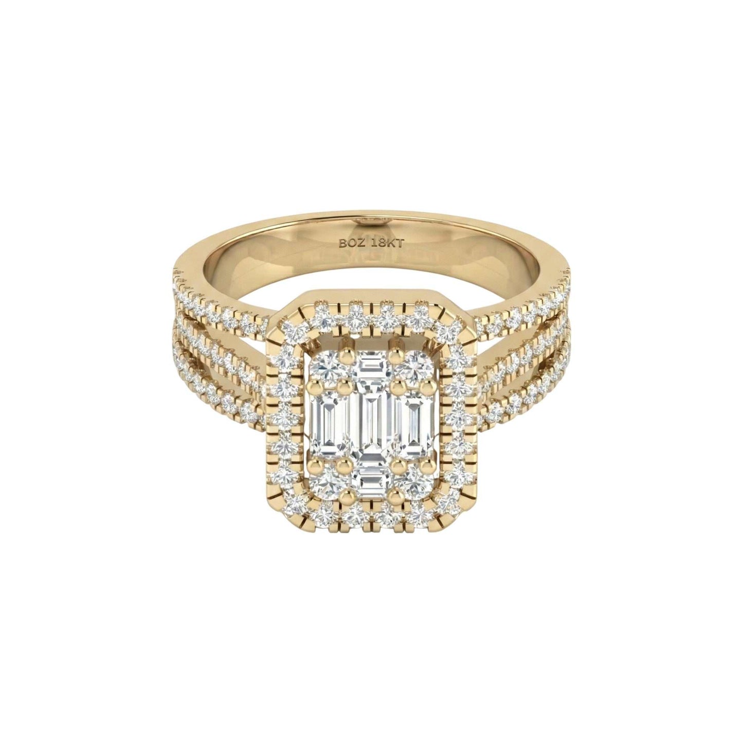 Royal Lovely Baguette Cut Natural Diamond Engagement Ring in 18KT Gold