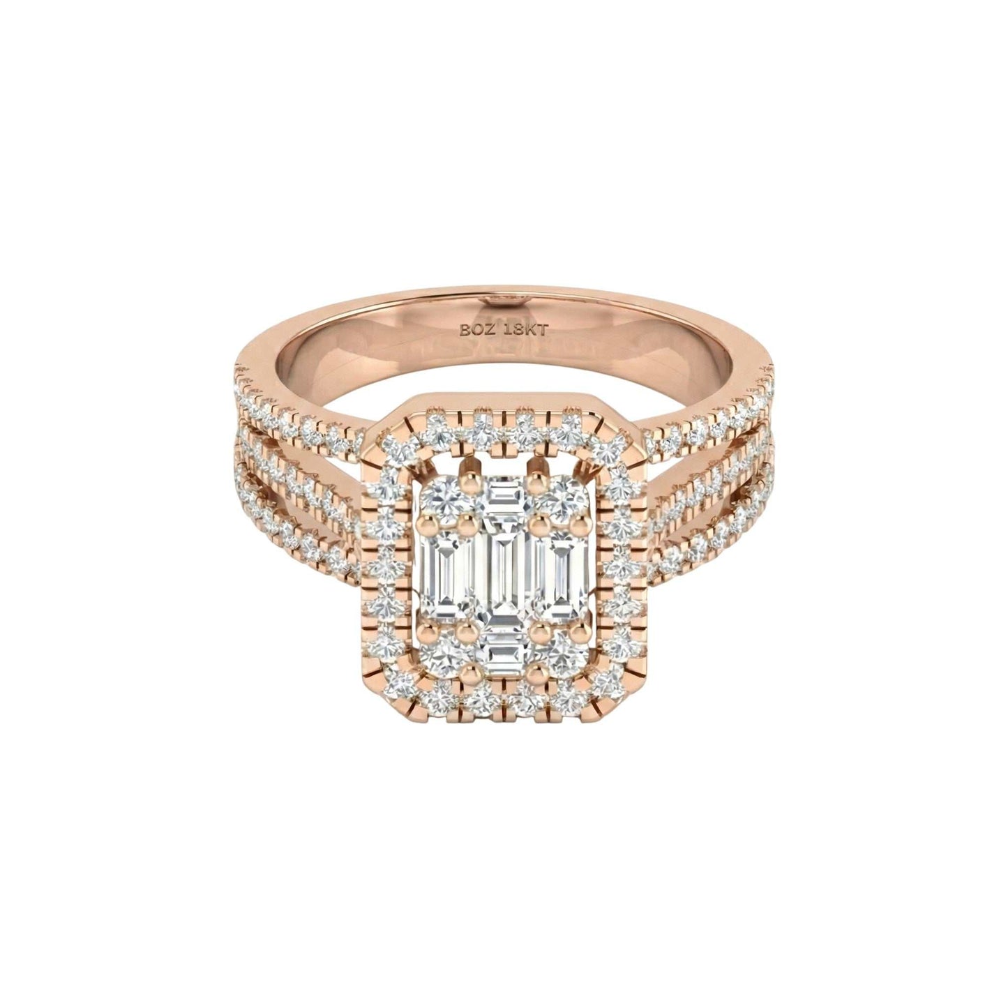 Royal Lovely Baguette Cut Natural Diamond Engagement Ring in 18KT Gold