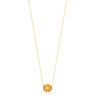 Gold necklace with a intricate pendant on a white background