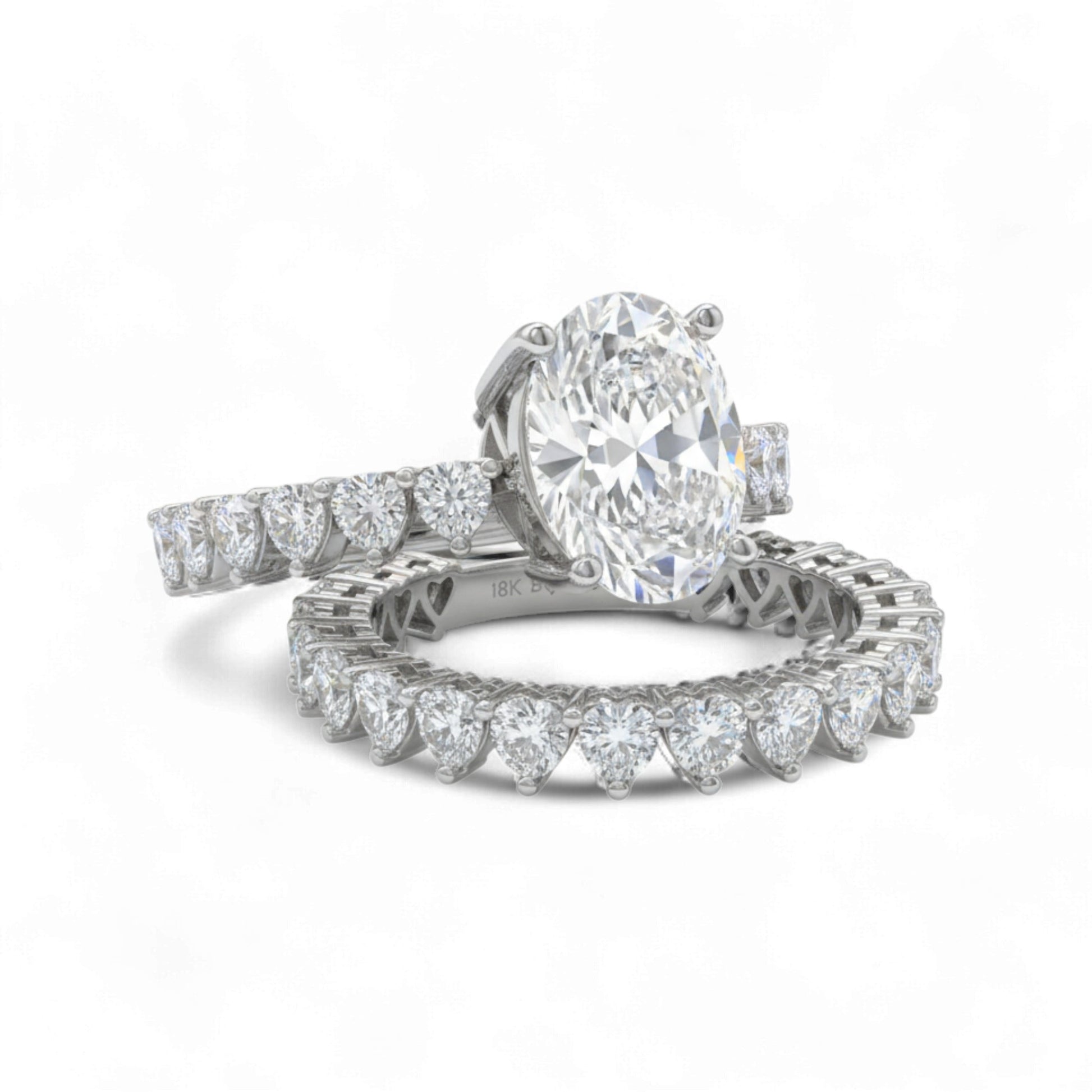Diamond ring set on a white background