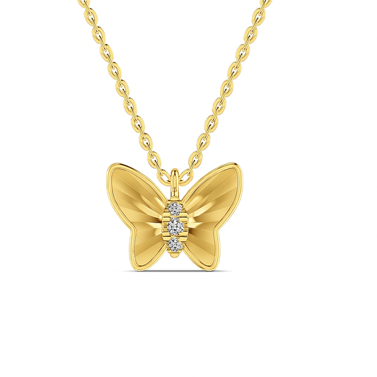 Flutura Butterfly Natural Diamond Necklace in 18K Gold