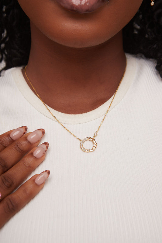 Eternal Grace Natural Diamond Necklace in 18K Gold