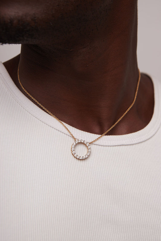 3MM Pave Eternity Diamond Necklace in 18K Gold