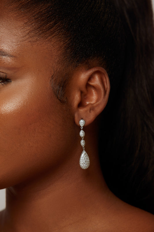 Meena Tear Drop Moissanite Earrings in 925 Sterling silver
