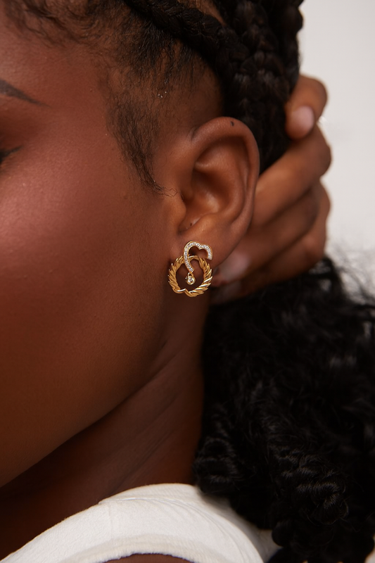 Infinity Heart Natural Diamond Earrings in 18K Gold