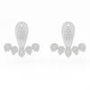 Pair of silver teardrop earrings with clear gemstones on a white background