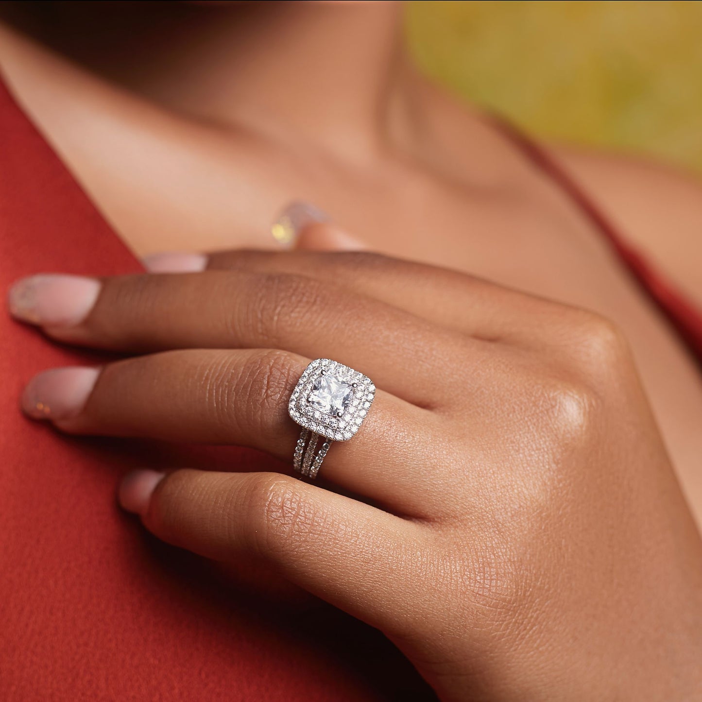 Lovely Princess Cut CZ Engagement Ring in 925 Sterling Silver