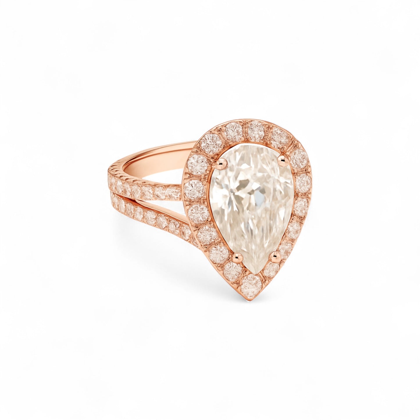 Leona Pear Cut CZ Engagement Ring in 10K Gold