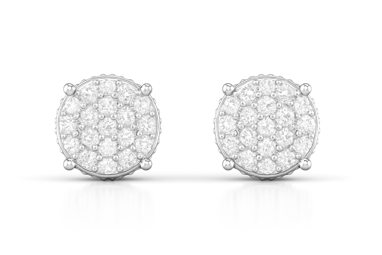 Pair of diamond earrings on a white background