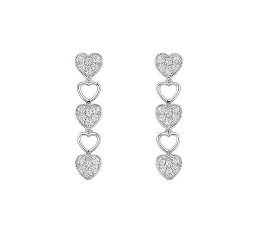 Linked Triple Heart Diamond Earrings in 18K Gold