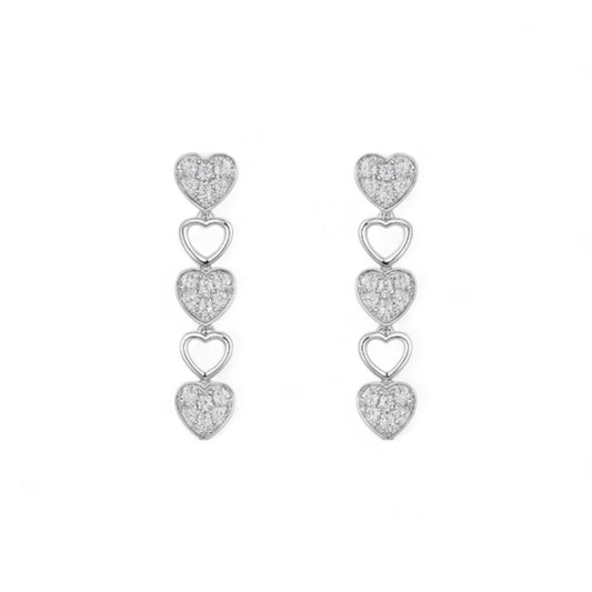 Linked Triple Heart Diamond Earrings in 18K Gold