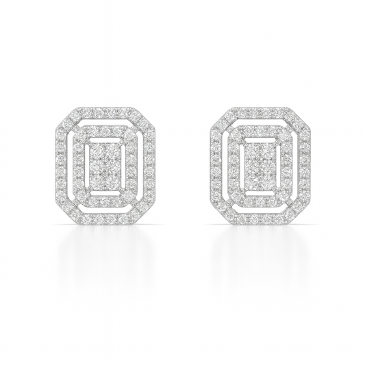Pair of diamond earrings on a white background