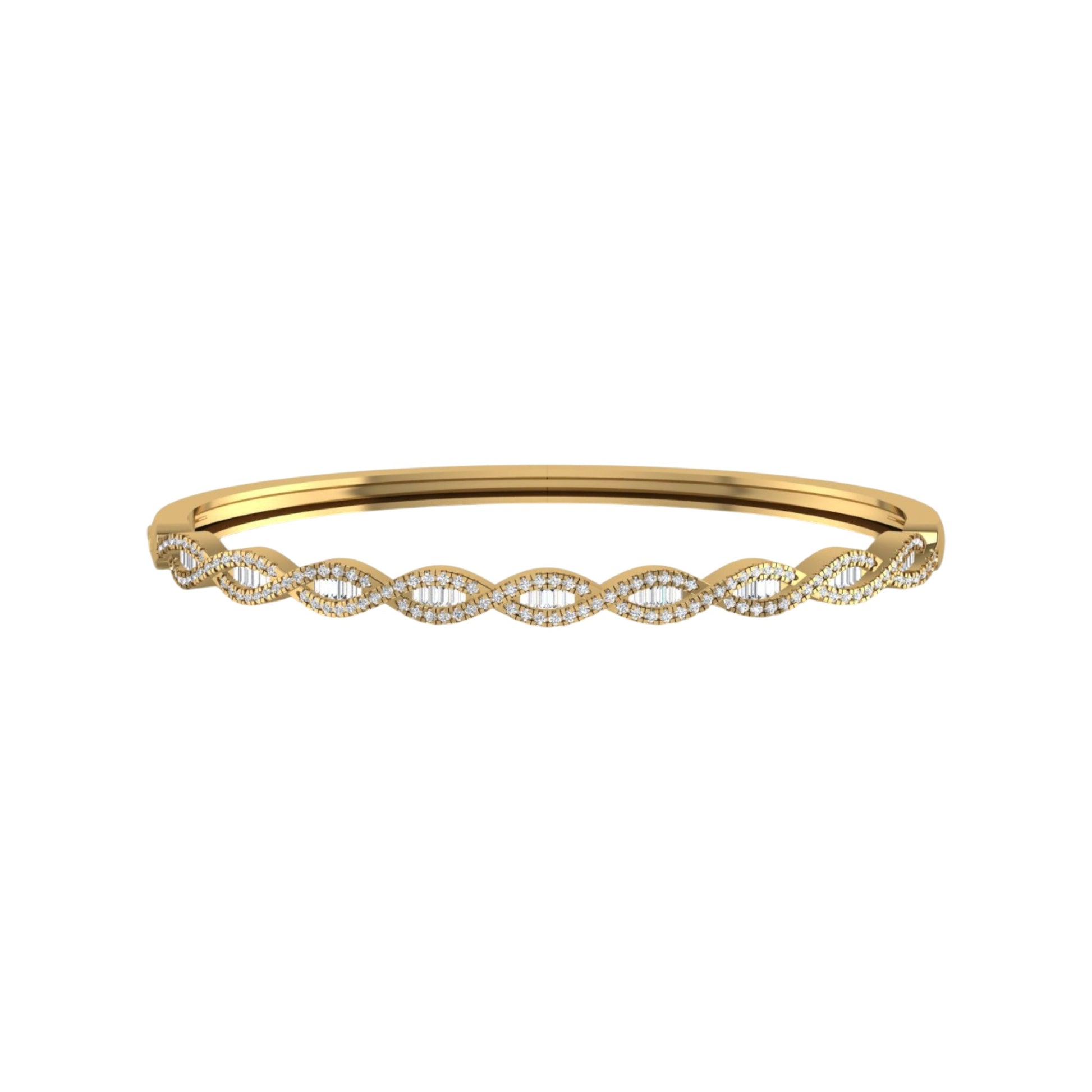 Gold bracelet with diamond accents on a white background