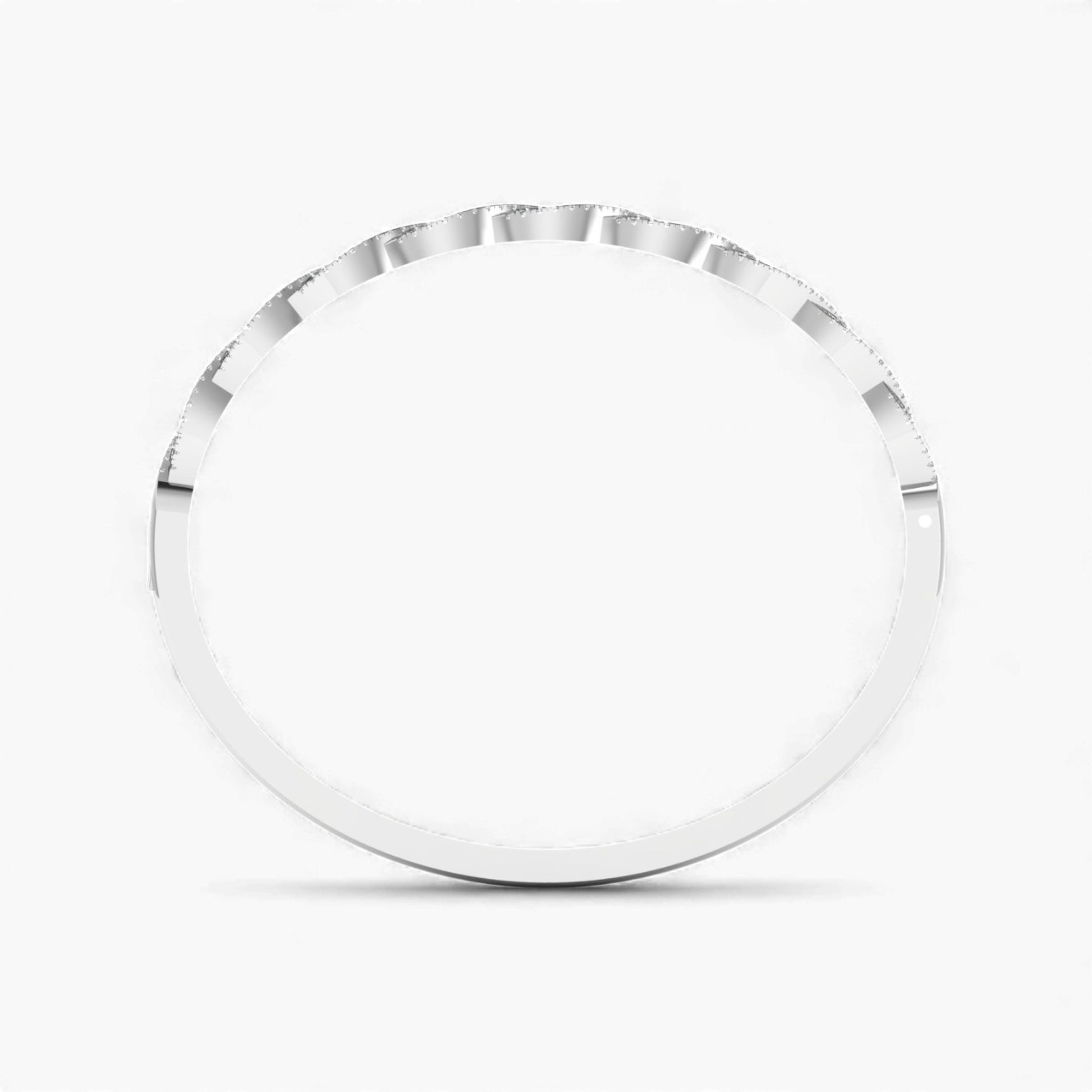 Clear glass plate with silver rim on a white background