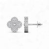 Silver earring with floral design on a white background