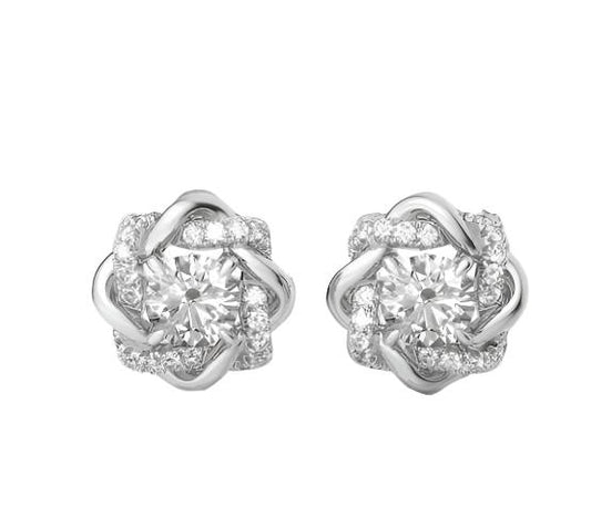 Moonstone Moissanite Stud Earrings in 925 Sterling Silver