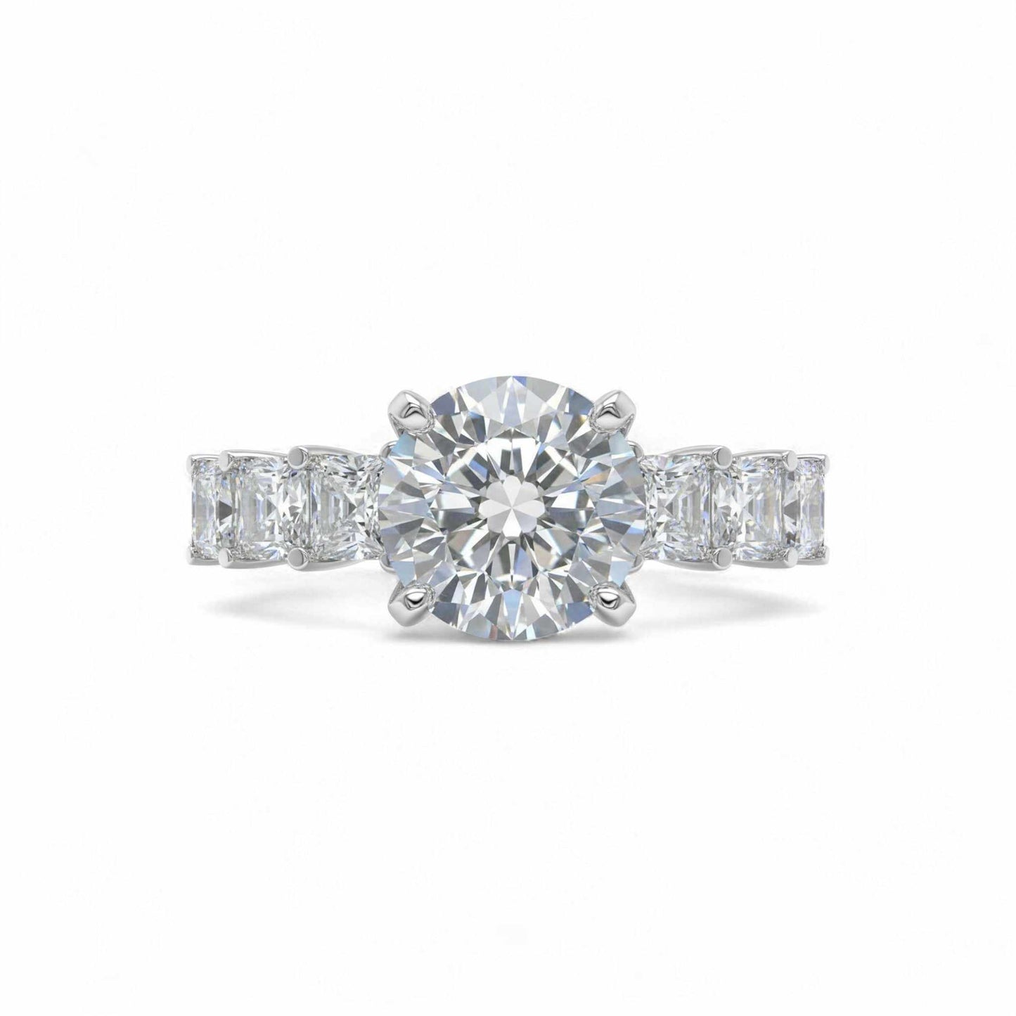 Moremi Round Cut CZ engagement ring with round-cut cubic zirconia and sterling silver band